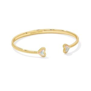 Kendra Scott Ari Cuff Gold Bracelet with Iridescent Hearts